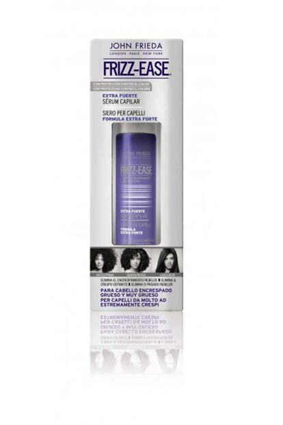 Si tienes el pelo encrespado lo mejor es usar un serum que te ayude a dejar el cabello suave y manejable. Te proponemos este de John Frieda (9 euros).