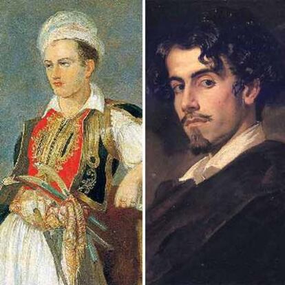Retratos del poeta británico Lord Byron y del poeta y narrador español Gustavo Adolfo Bécquer.
