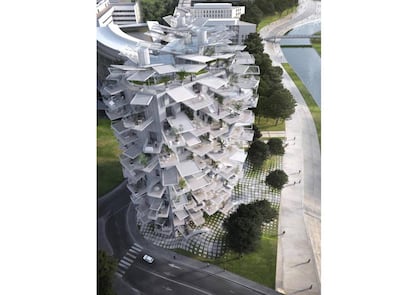 Este "árbol blanco", situado en Montpellier, es una torre de 17 pisos con un cuidadoso diseño destinado a promover la versatilidad de usos y el ahorro energético. Tendrá una finalidad residencial, pero además de 110 apartamentos también albergará oficinas, una galería de arte y un restaurante y bar panorámico. También se espera que sus terrazas queden cubiertas de exuberante vegetación, amplificando su impacto visual. Es el resultado de una iniciativa local destinada a renovar la tradición de las 'follies' (caprichos) arquitectónicas de los siglos XVIII y XIX.