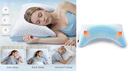 Esta almohada ajustable para dormir de lado tiene soporte cervical.