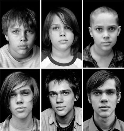 O ator Ellar Coltrane, em seis dos 12 anos de sua adolescência retratada em ‘Boyhood’.