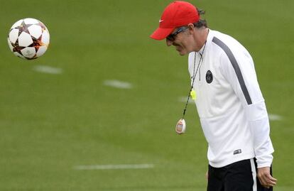 Blanc, durante el entrenamiento de ayer.