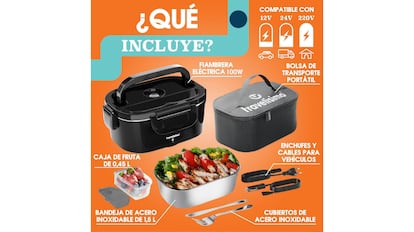 Esta es la fiambrera eléctrica más vendida en Amazon que se puede conectar en cualquier lugar