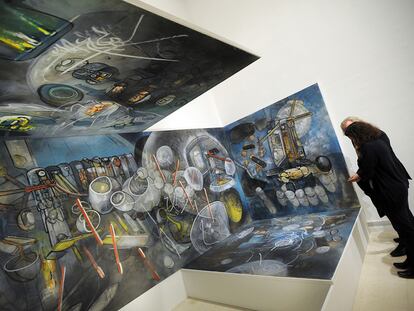 Políptico de Roberto Matta, titulado <i>Être Atout</i> (1960), ayer en el IVAM.