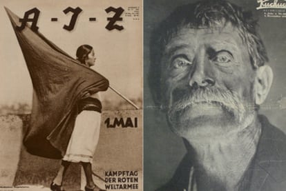 Portada de <i>AIZ </i>con una foto tomada en México por Tina Modotti; y el número 49 de la austriaca <i>Der Kuckuck.</i>