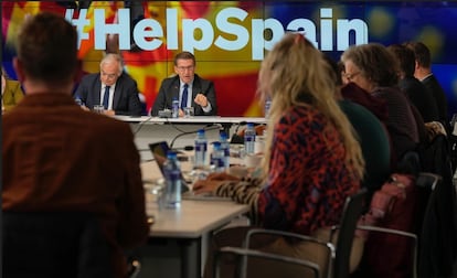 Alberto Núñez Feijóo, reunido el pasado martes en Madrid con corresponsales extranjeros en España, en una imagen del partido.