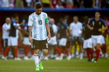 Leo Messi, al término del Francia-Argentina. 