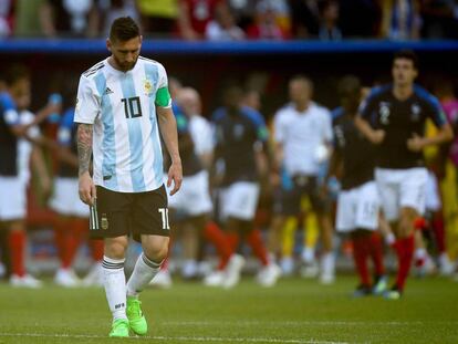 Leo Messi, al término del Francia-Argentina. 