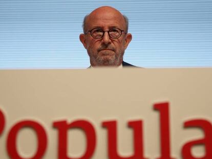 Emilio Saracho, presidente de Banco Popular, en la junta de accionistas de ayer.