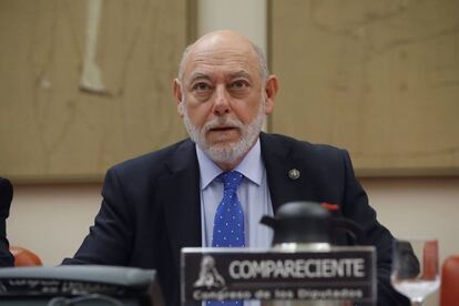 El fiscal general del Estado, José Manuel Maza, en su comparecencia en el Congreso de los Diputados.