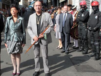 Celaá y Garitano ayer durante la recepción de autoridades en Azpeitia con motivo de la festividad de San Ignacio.