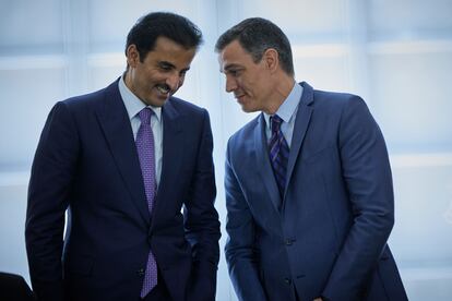 Al Thani y Sánchez, el miércoles en La Moncloa.