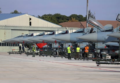 Varios aviones Eurofighter en la base aérea de Los Llanos (Albacete), el pasado mes de noviembre. 