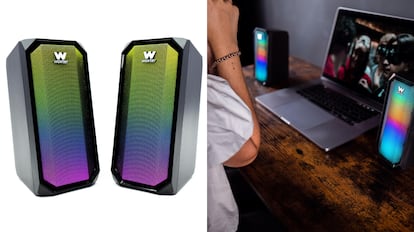 Altavoces para PC Woxter Big Bass 97 BT con seis modos de iluminación.