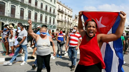 Protesta en La Habana (Cuba), el 11 de julio de 2021.