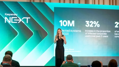 Yuliya Novikova, head of Fingerprint Intelligence at the cybersecurity company Kaspersky, at a meeting held in Athens.