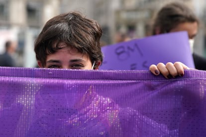 Concentración feminista en la Puerta del Sol en Madrid, en 2021.