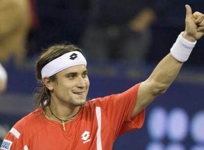 David Ferrer celebra su triunfo ante Rafa Nadal el pasado martes.