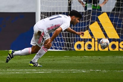 Asensio celebra el 1-0 ante el Eibar.