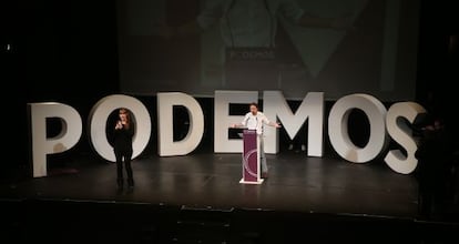 El líder de Podemos, Pablo Iglesias, en la clausura de la Asamblea Ciudadana, celebrada en Madrid en noviembre de 2014.