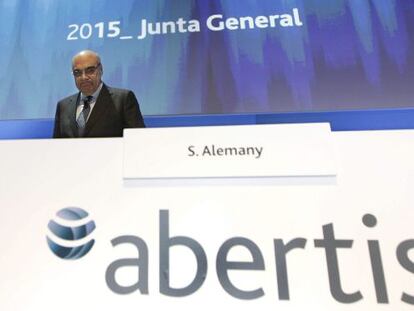 El presidente de Abertis, Salvador Alemany, durante la &uacute;ltima junta general de accionistas de la compa&ntilde;&iacute;a. 