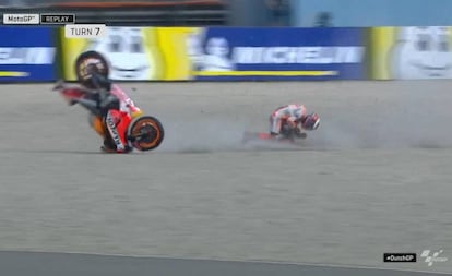 Jorge Lorenzo, en el momento de la caída en el circuito de Assen.