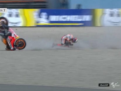 Jorge Lorenzo, en el momento de la caída en el circuito de Assen.