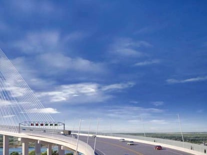 Maqueta del futuro puente Gordie Howe.