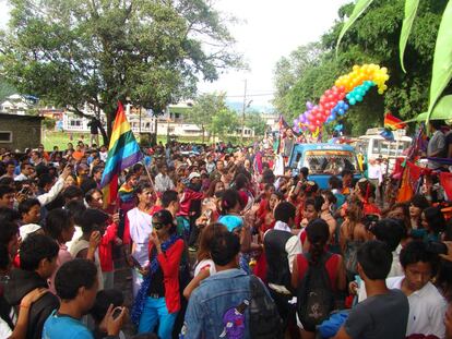 La celebración del día del orgullo en Nepal.