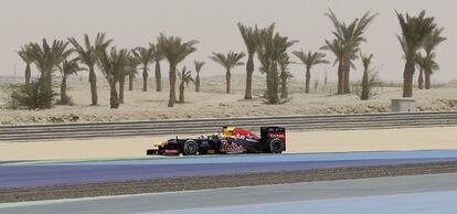Sebastian Vettel durante el entrenamiento en Bahréin.