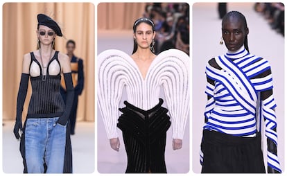 Tres de las propuestas de Olivier Rousteing para la nueva colección de alta costura de Gaultier.