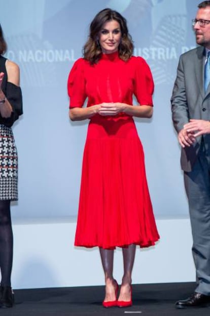 La reina Letizia, en los Premios Nacionales de Moda de 2018.