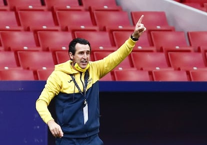 Unai Emery, entrenador del Villarreal, durante el partido celebrado el Wanda Metropolitano.