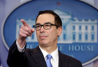 El secretario del Tesoro, Steven Mnuchin, este lunes al anunciar las sanciones