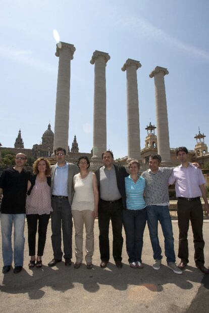 Oriol Junqueras, quinto por la izquierda, con su equipo.