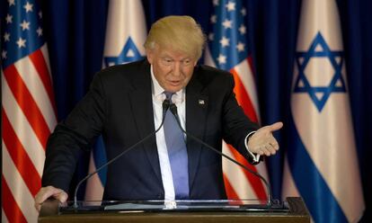 Donald Trump tras reunirse con Netanyahu este lunes en Jerusal&eacute;n.
 