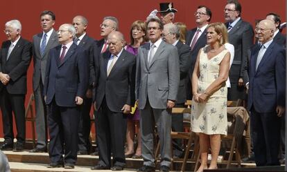 Un momento de la ceremonia institucional de la Diada en el parque de la Ciutadella.