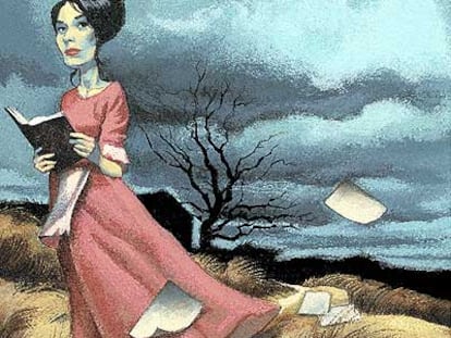 Dibujo de una mujer leyendo