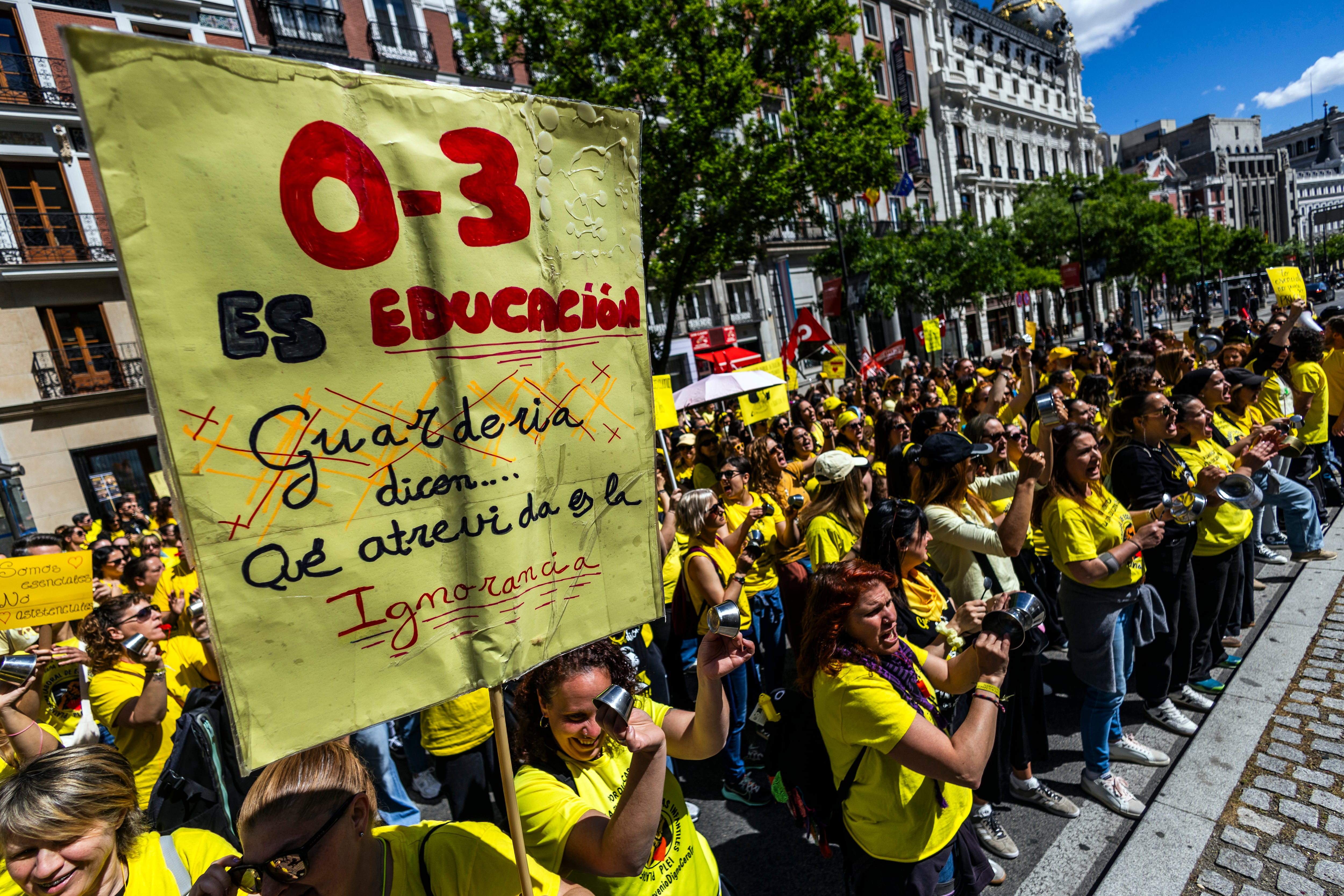 Concentración por la educación de primer ciclo de Infantil, frente a la Consejería de Educación, en Madrid.