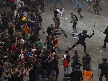 Protestas en el aeropuerto del Prat el 14 de octubre de 2019 tras conocerse la sentencia del procés.