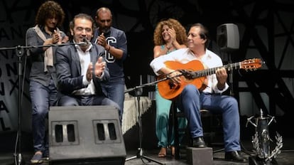 El cantaor David Lagos, en su actuaci&oacute;n en el Festival del Cante de las Minas, en La Uni&oacute;n (Murcia). 