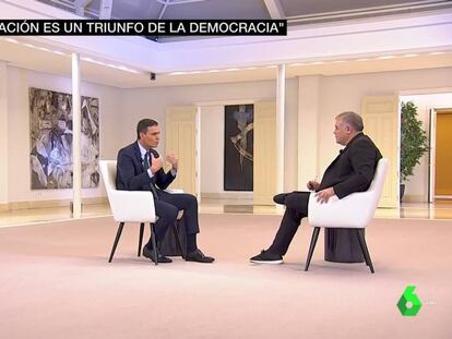 El presidente del Gobierno, Pedro Sánchez, durante la entrevista con Antonio García Ferreras, el 25 de octubre de 2019.