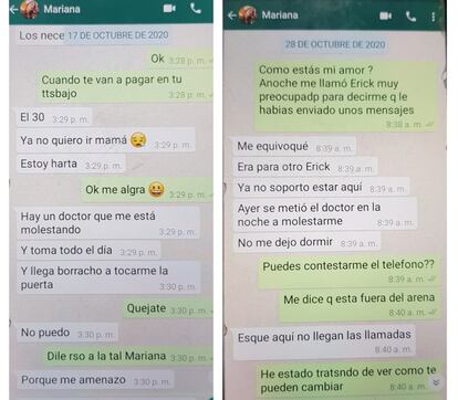 En dos conversaciones con su madre en octubre por WhatsApp, que no forman parte de la carpeta del caso, le cuenta el acoso que estaba sufriendo y cómo quería marcharse de ese lugar.

