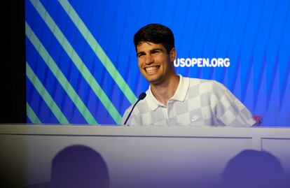 Alcaraz, durante su rueda de prensa.