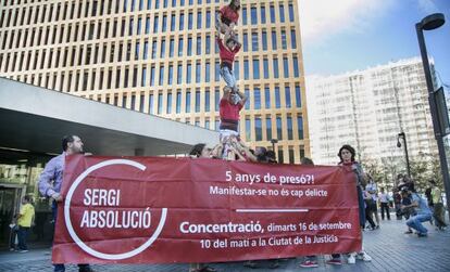 El mes de setembre, els castellers de Barcelona van mostrar la seva solidaritat amb Sergi Rubia durant el judici.