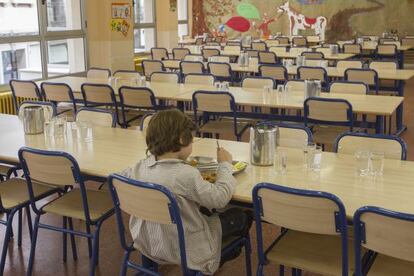 Menjador escolar en un centre de Barcelona.