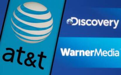 Logos de AT&T, Discovery y WarnerMedia.