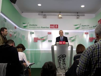 José Antonio Griñán, en la sede de su partido el pasado lunes.