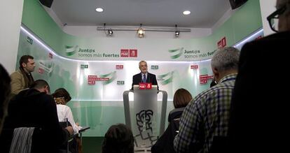 José Antonio Griñán, en la sede de su partido el pasado lunes.