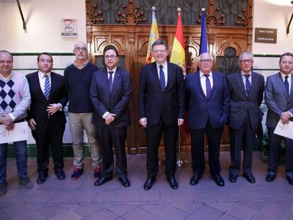 El presidente de la Generalitat, Ximo Puig, y los representantes de Ascer. 